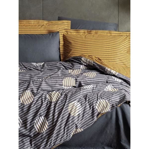Bäddset - 1 påslakan 220 x 240 cm + 2 örngott 60 x 60 cm - 100% bomull - Grå