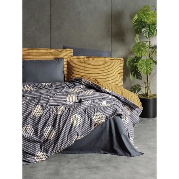 Bäddset - 1 påslakan 220 x 240 cm + 2 örngott 60 x 60 cm - 100% bomull - Grå