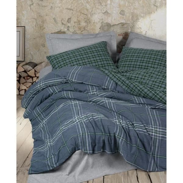 Bäddset - 1 påslakan 220 x 240 cm + 2 örngott 60 x 60 cm - 50% bomull, 50% polyester - Blå
