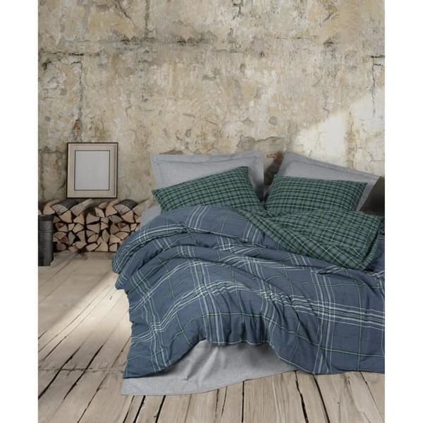 Bäddset - 1 påslakan 220 x 240 cm + 2 örngott 60 x 60 cm - 50% bomull, 50% polyester - Blå