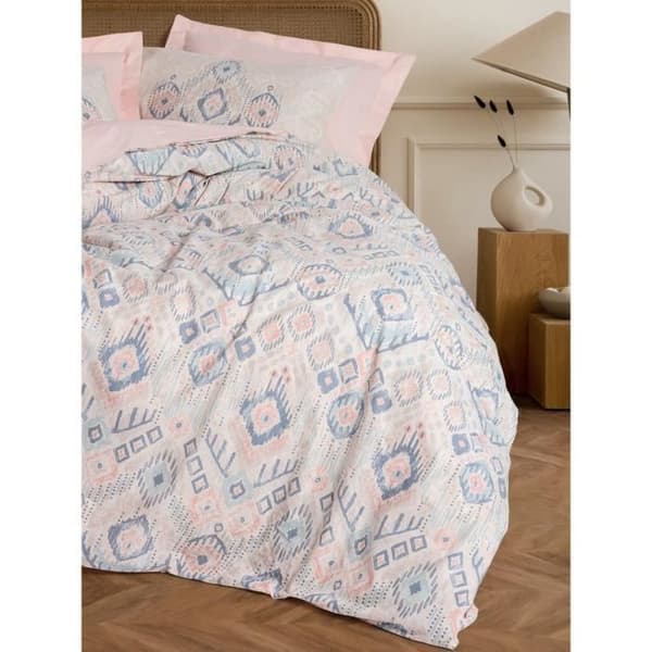 Bäddset - 1 påslakan 220 x 240 cm + 2 örngott 60 x 60 cm - 100% bomull - Laxröd