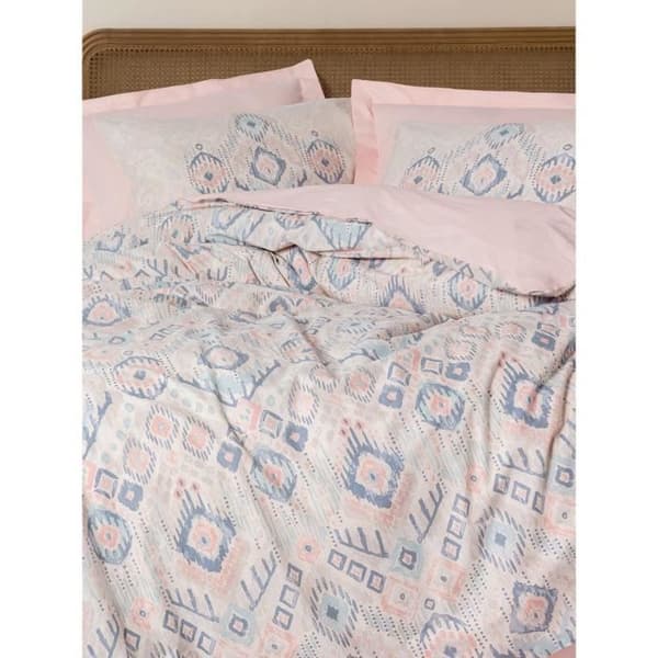 Bäddset - 1 påslakan 220 x 240 cm + 2 örngott 60 x 60 cm - 100% bomull - Laxröd
