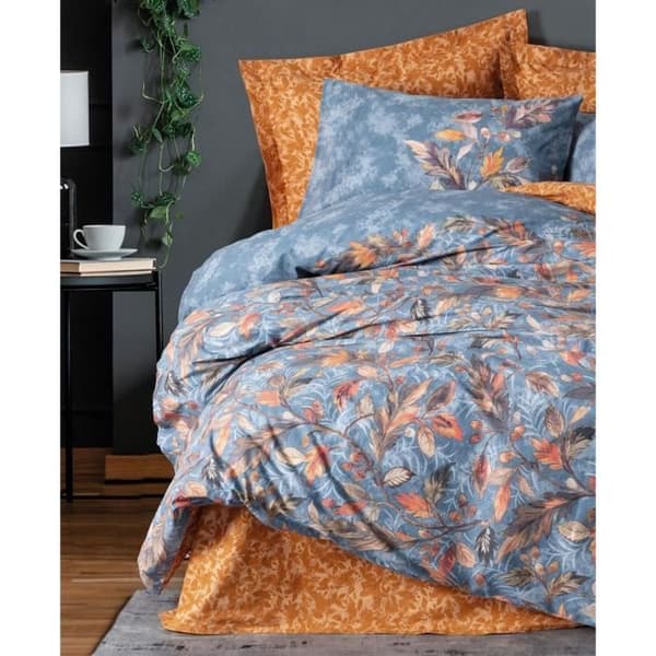 Bäddset - 1 påslakan 220 x 240 cm + 2 örngott 60 x 60 cm - 100% bomull - Senapsröd