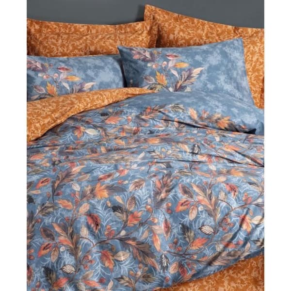 Bäddset - 1 påslakan 220 x 240 cm + 2 örngott 60 x 60 cm - 100% bomull - Senapsröd
