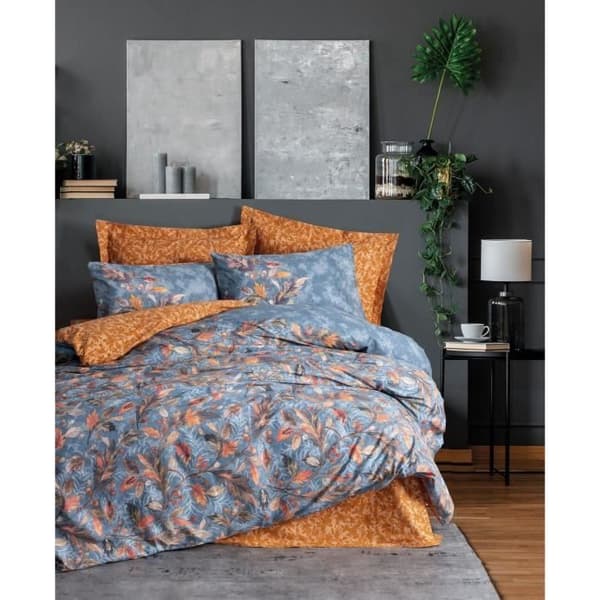 Bäddset - 1 påslakan 220 x 240 cm + 2 örngott 60 x 60 cm - 100% bomull - Senapsröd
