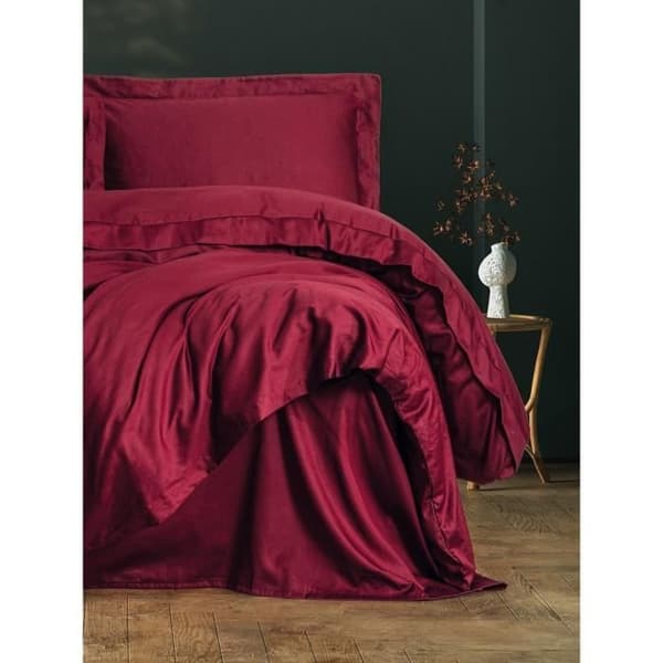 Bäddset - 1 påslakan 220 x 240 cm + 2 örngott 60 x 60 cm - 100% bomullssatin - Röd