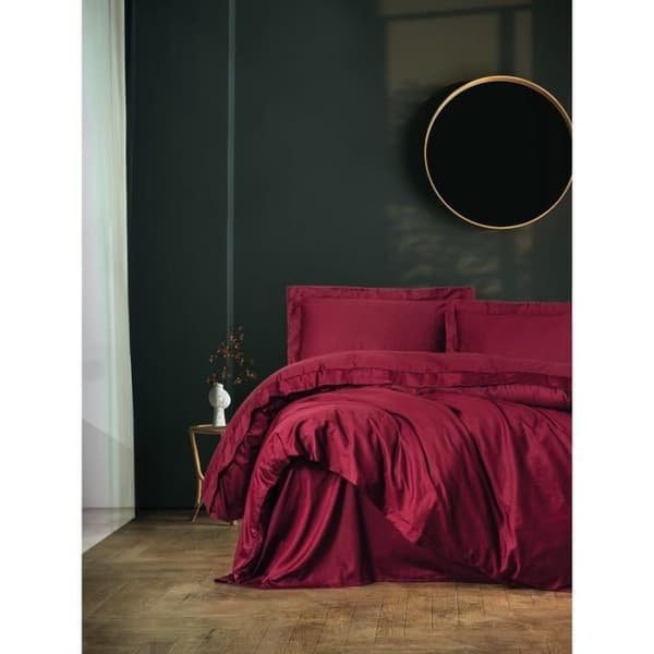 Bäddset - 1 påslakan 220 x 240 cm + 2 örngott 60 x 60 cm - 100% bomullssatin - Röd