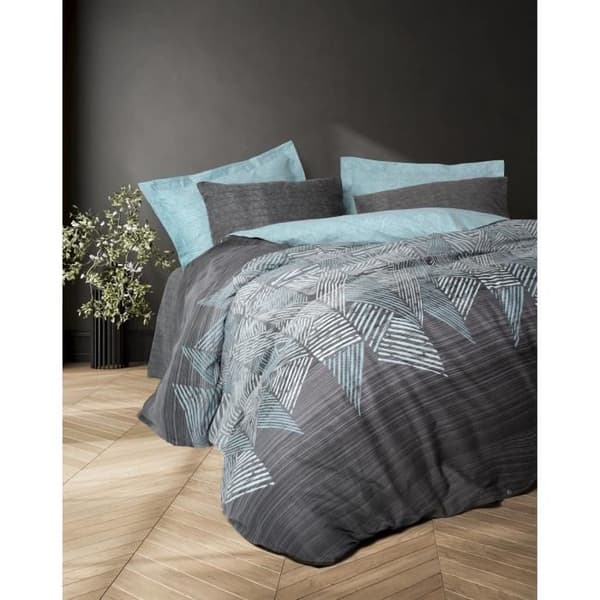 Bäddset - 1 påslakan 220 x 240 cm + 2 örngott 60 x 60 cm - 100% bomull - Antracit