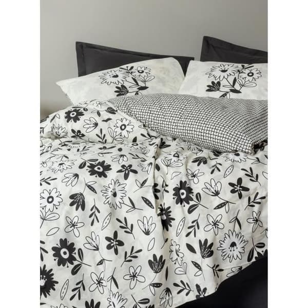 Bäddset - 1 påslakan 220 x 240 cm + 2 örngott 60 x 60 cm - 100% bomull - Svart