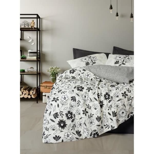 Bäddset - 1 påslakan 220 x 240 cm + 2 örngott 60 x 60 cm - 100% bomull - Svart