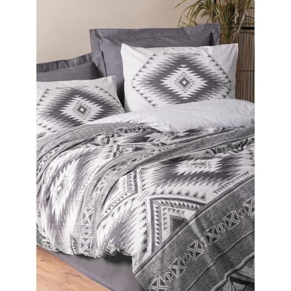 Bäddset - 1 påslakan 220 x 240 cm + 2 örngott 60 x 60 cm - 100% bomull - Antracit