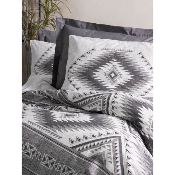 Bäddset - 1 påslakan 220 x 240 cm + 2 örngott 60 x 60 cm - 100% bomull - Antracit