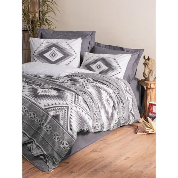 Bäddset - 1 påslakan 220 x 240 cm + 2 örngott 60 x 60 cm - 100% bomull - Antracit