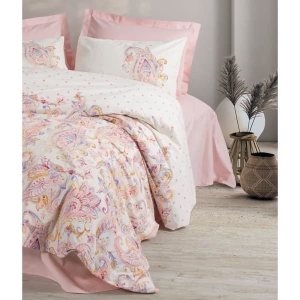 Bäddset - 1 påslakan 220 x 240 cm + 2 örngott 60 x 60 cm - 100% bomull - Rosa