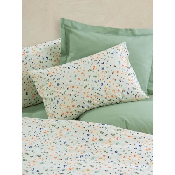 Bäddset - 1 påslakan 220 x 240 cm + 2 örngott 60 x 60 cm - 100% bomull - Grön