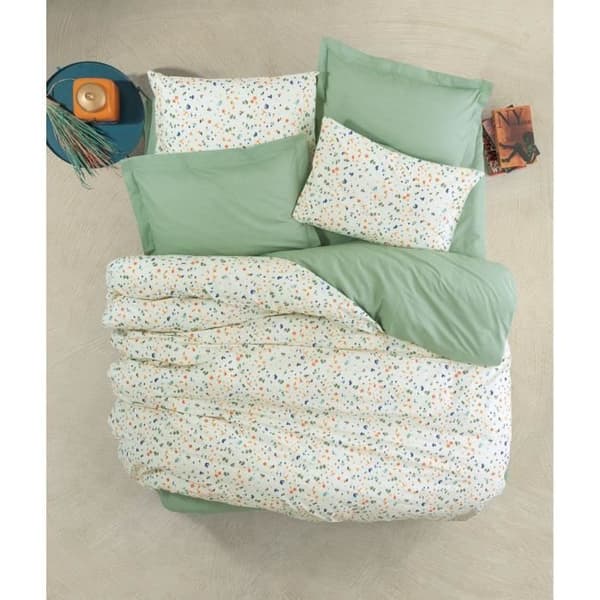 Bäddset - 1 påslakan 220 x 240 cm + 2 örngott 60 x 60 cm - 100% bomull - Grön