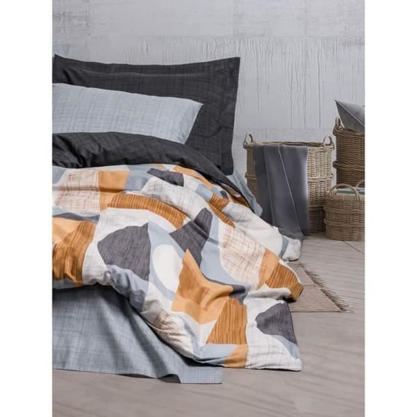 Bäddset - 1 påslakan 220 x 240 cm + 2 örngott 60 x 60 cm - 100% bomull - Grå