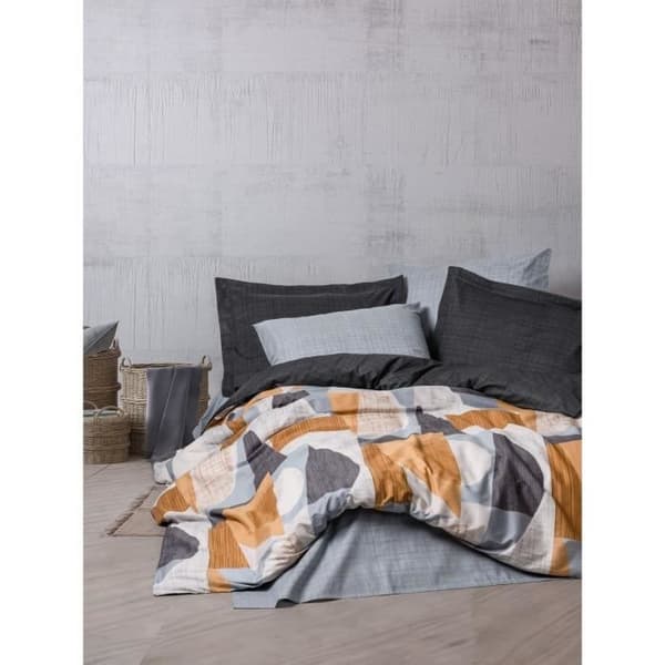 Bäddset - 1 påslakan 220 x 240 cm + 2 örngott 60 x 60 cm - 100% bomull - Grå