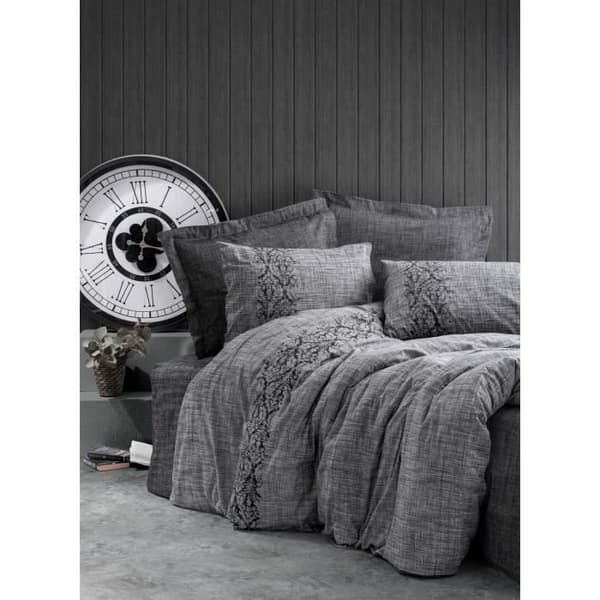 Bäddset - 1 påslakan 220 x 240 cm + 2 örngott 60 x 60 cm - 100% bomull - Grå