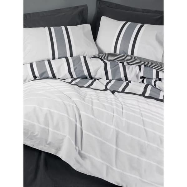 Bäddset - 1 påslakan 220 x 240 cm + 2 örngott 60 x 60 cm - 100% bomull - Antracit