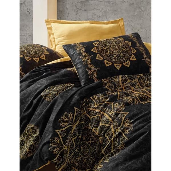 Bäddset - 1 påslakan 220 x 240 cm + 2 örngott 60 x 60 cm - 100% bomullssatin - Svart