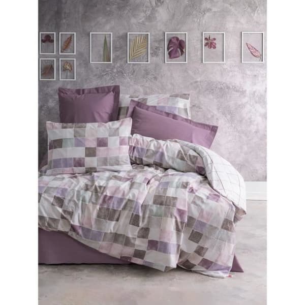 Bäddset - 1 påslakan 220 x 240 cm + 2 örngott 60 x 60 cm - 100% bomull - Rosa