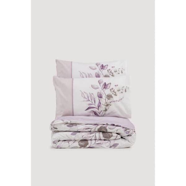Bäddset - 1 påslakan 220 x 240 cm + 2 örngott 60 x 60 cm - 100% bomull - Lila