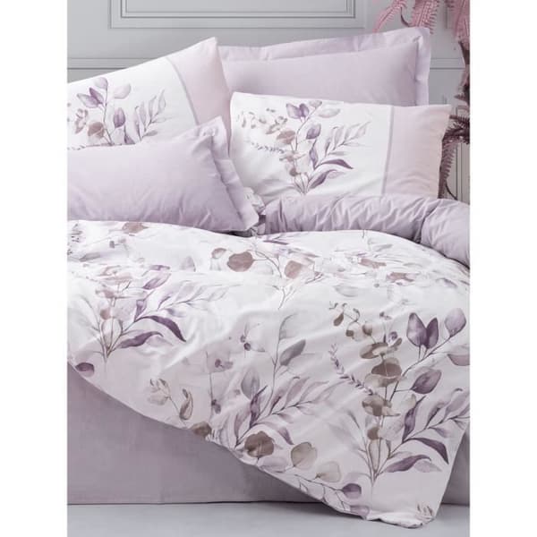 Bäddset - 1 påslakan 220 x 240 cm + 2 örngott 60 x 60 cm - 100% bomull - Lila