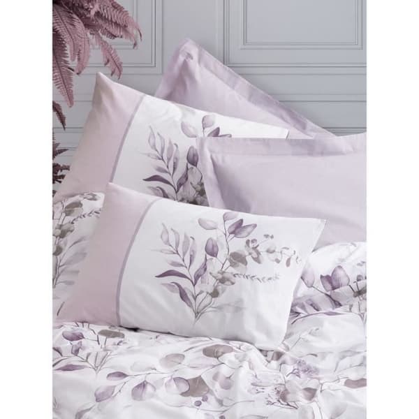 Bäddset - 1 påslakan 220 x 240 cm + 2 örngott 60 x 60 cm - 100% bomull - Lila