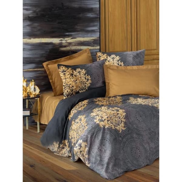 Bäddset - 1 påslakan 220 x 240 cm + 2 örngott 60 x 60 cm - 100% bomullssatin - Antracit