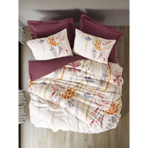 Bäddset - 1 påslakan 220 x 240 cm + 2 örngott 60 x 60 cm - 100% bomull - Röd