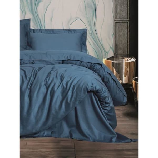Bäddset - 1 påslakan 220 x 240 cm + 2 örngott 60 x 60 cm - 100% bomullssatin - Blå