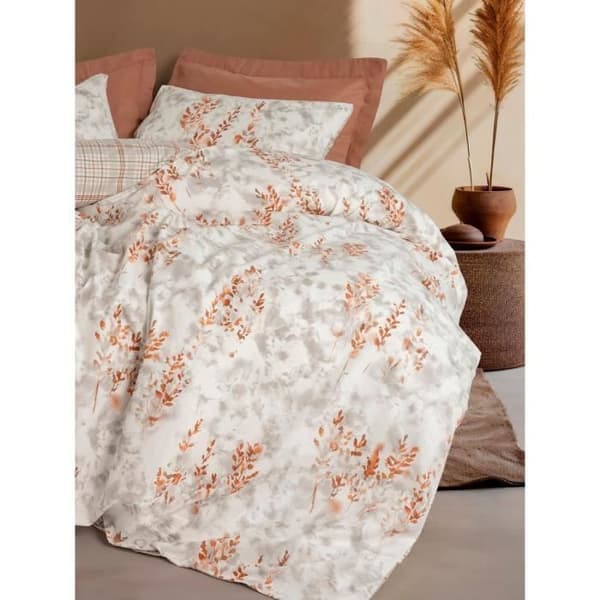 Bäddset - 1 påslakan 220 x 240 cm + 2 örngott 60 x 60 cm - 100% bomull - Kanel