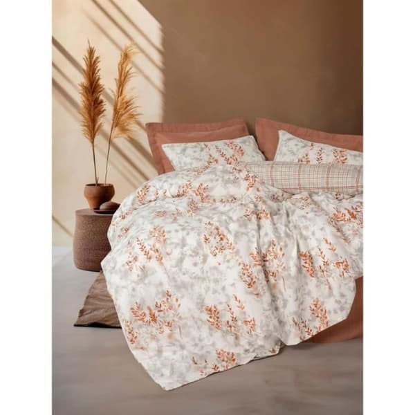 Bäddset - 1 påslakan 220 x 240 cm + 2 örngott 60 x 60 cm - 100% bomull - Kanel
