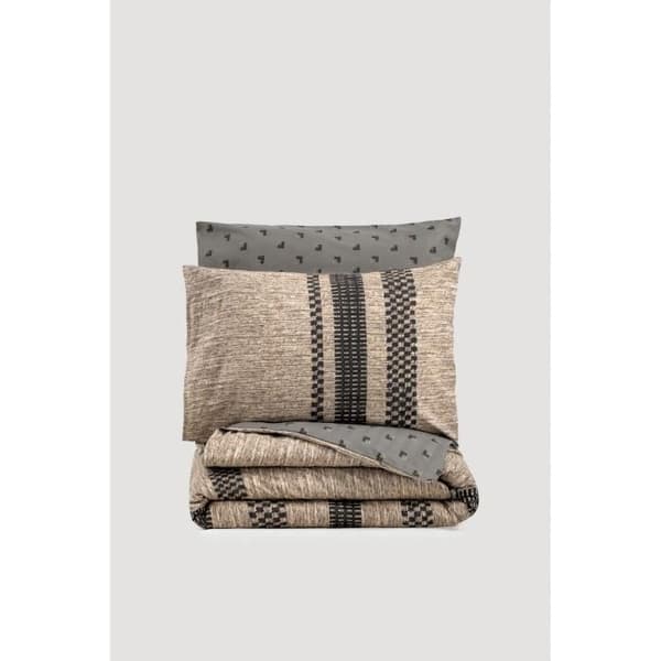 Bäddset - 1 påslakan 220 x 240 cm + 2 örngott 60 x 60 cm - 100% bomull - Brun