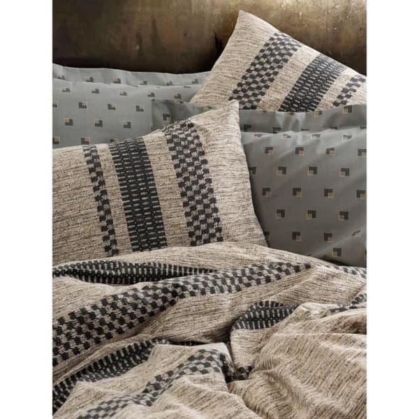 Bäddset - 1 påslakan 220 x 240 cm + 2 örngott 60 x 60 cm - 100% bomull - Brun