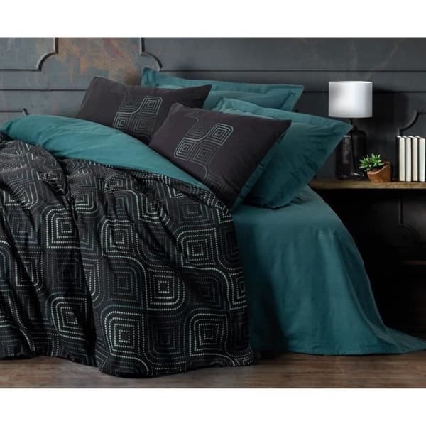 Bäddset - 1 påslakan 220 x 240 cm + 2 örngott 60 x 60 cm - 100% bomull - Blå