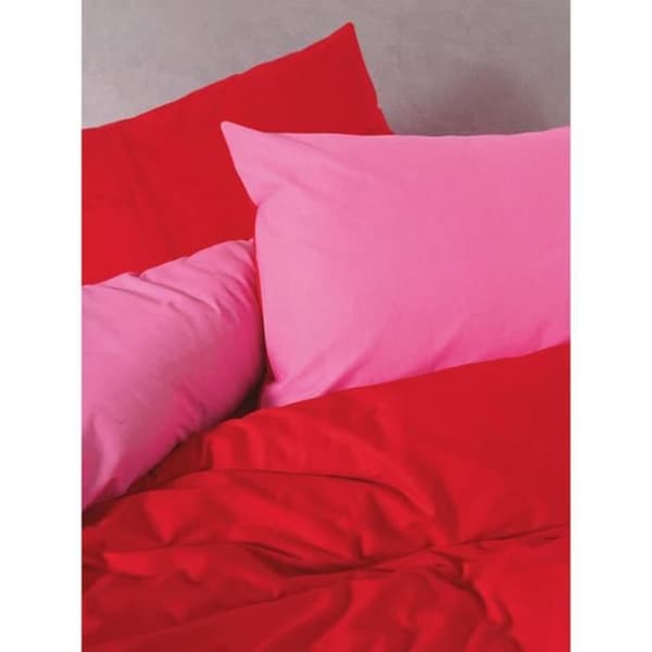 Bäddset - 1 påslakan 220 x 240 cm + 2 örngott 60 x 60 cm - 100% bomull - Röd