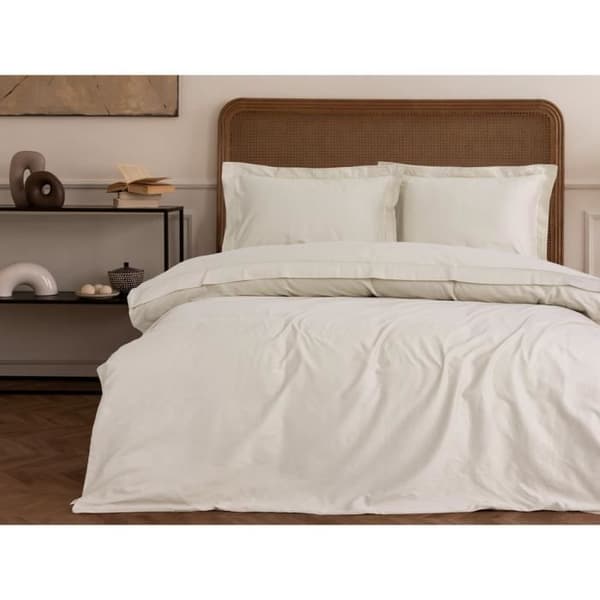 Bäddset - 1 påslakan 220 x 240 cm + 2 örngott 60 x 60 cm - 100% bomullssatin - Beige