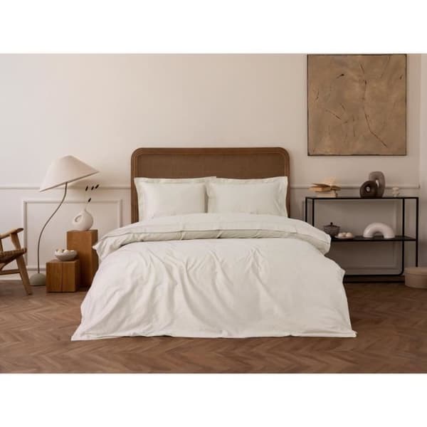 Bäddset - 1 påslakan 220 x 240 cm + 2 örngott 60 x 60 cm - 100% bomullssatin - Beige