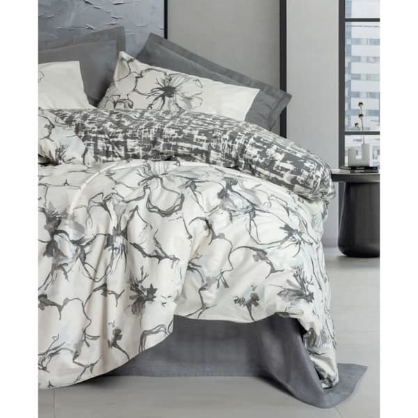 Bäddset - 1 påslakan 220 x 240 cm + 2 örngott 60 x 60 cm - 100% bomull - Antracit