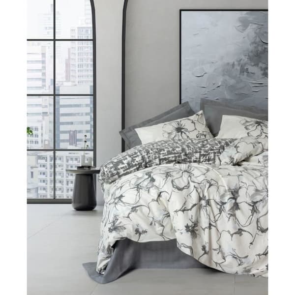 Bäddset - 1 påslakan 220 x 240 cm + 2 örngott 60 x 60 cm - 100% bomull - Antracit