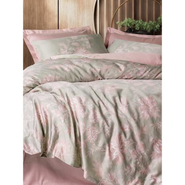 Bäddset - 1 påslakan 220 x 240 cm + 2 örngott 60 x 60 cm - 100% bomullssatin - Puderfärgad