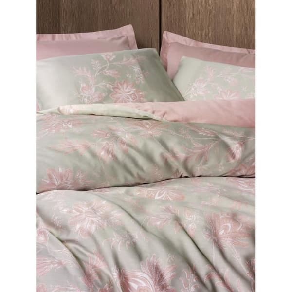 Bäddset - 1 påslakan 220 x 240 cm + 2 örngott 60 x 60 cm - 100% bomullssatin - Puderfärgad