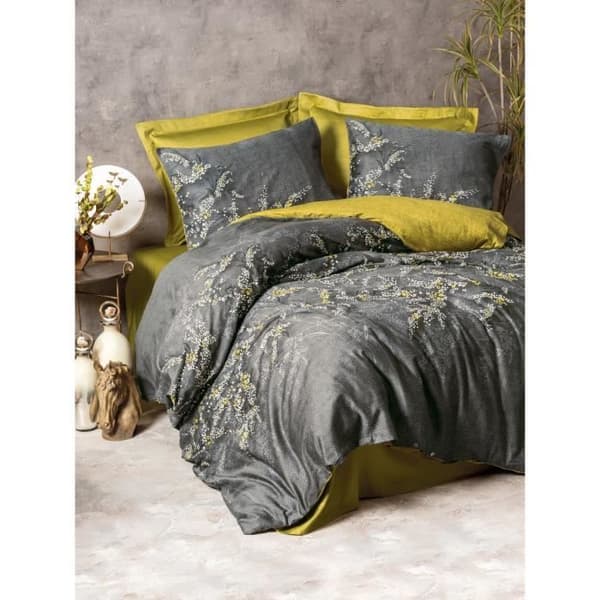 Bäddset - 1 påslakan 220 x 240 cm + 2 örngott 60 x 60 cm - 100% bomullssatin - Antracit