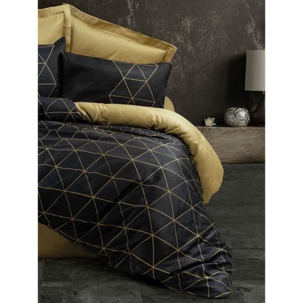 Bäddset - 1 påslakan 220 x 240 cm + 2 örngott 60 x 60 cm - 100% bomull - Svart