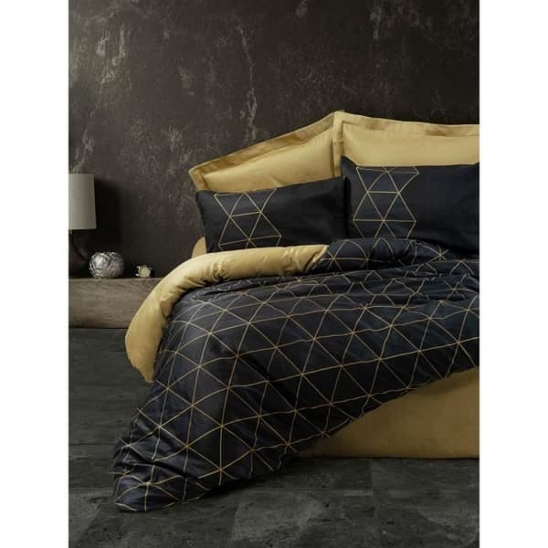 Bäddset - 1 påslakan 220 x 240 cm + 2 örngott 60 x 60 cm - 100% bomull - Svart