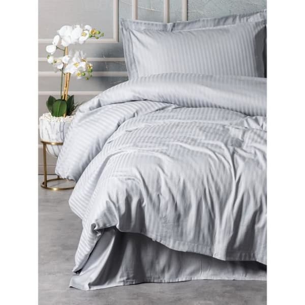Bäddset - 1 påslakan 220 x 240 cm + 2 örngott 60 x 60 cm - 100% bomullssatin - Grå