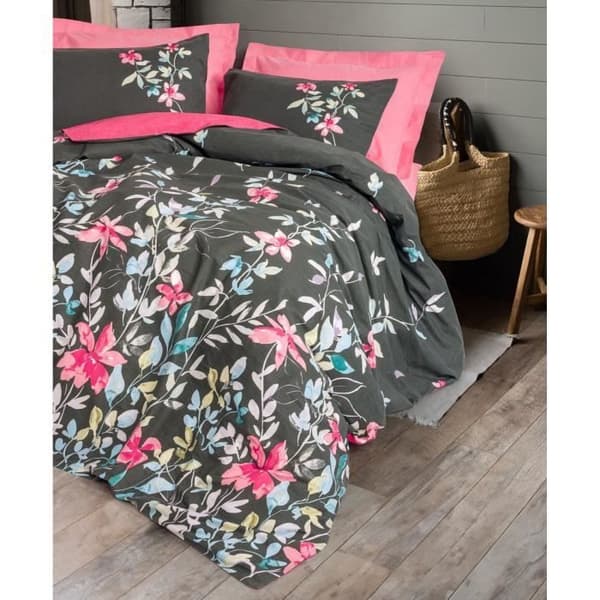 Bäddset - 1 påslakan 220 x 240 cm + 2 örngott 60 x 60 cm - 100% bomull - Rosa