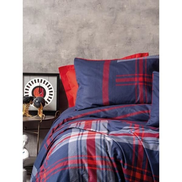 Bäddset - 1 påslakan 220 x 240 cm + 2 örngott 60 x 60 cm - 100% bomull - Röd